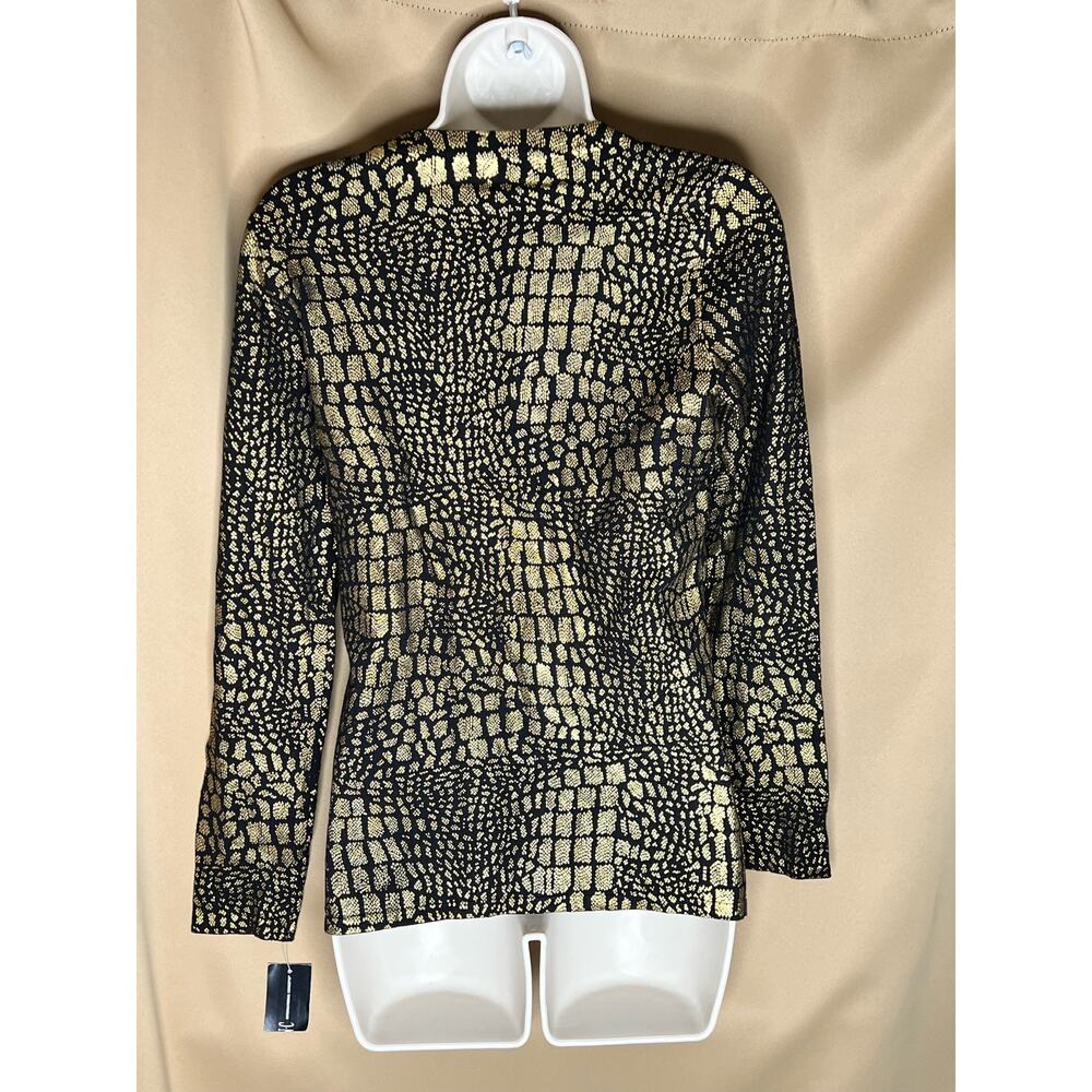 INC International Concepts Gold Snake Printed Long Sleeve Crew neck Top S NWT - Picture 5 of 5